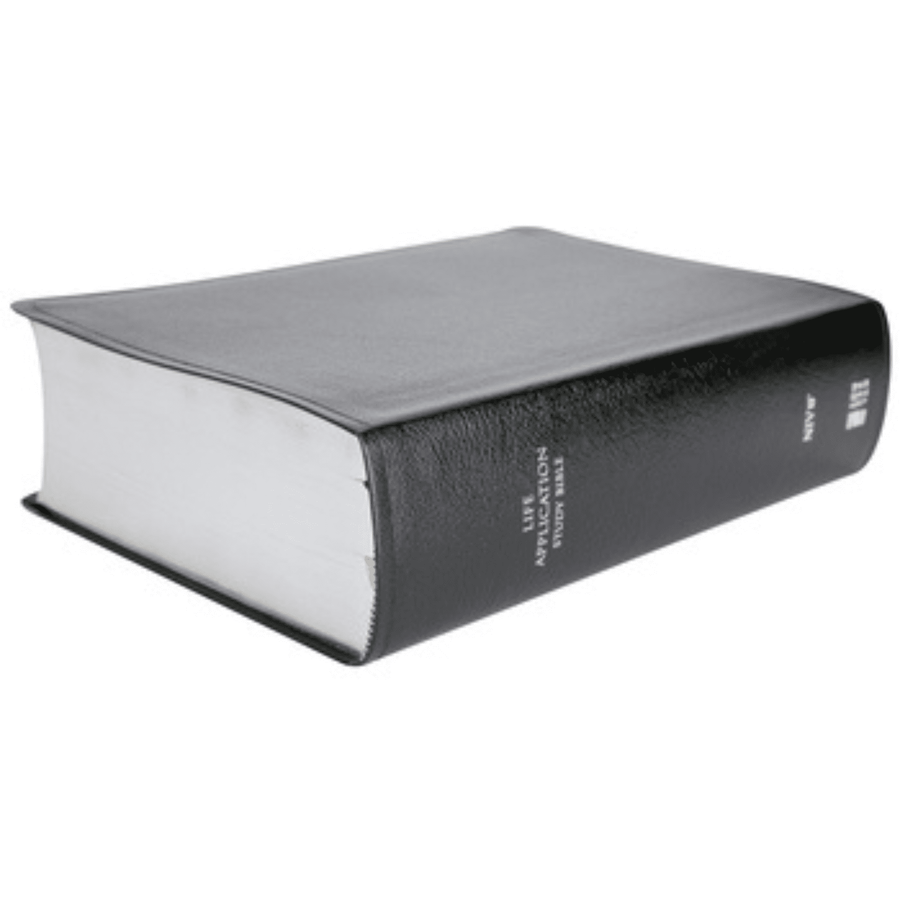 Personalized Custom Text Your Name NIV Life Application Study Bible Third Edition Large Print Black Bonded Leather Red Letter Edition