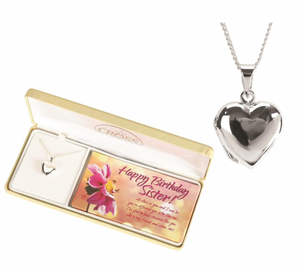 Happy Birthday Sister Silver Plated Heart Locket Necklace