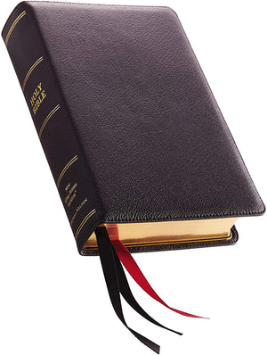 Personalized NKJV Single-Column Reference Bible Premium Black Leather Comfort Print