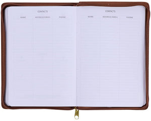 Personalized 2022 Refuge and Strength Brown Faux Leather Zippered Executive Planner