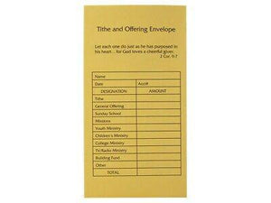 2 Corinthians 9:7 Yellow Tithe & Offering Envelopes - 100 Count