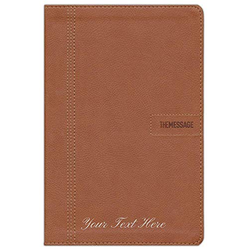 Personalized The Message Slimline Leather-Look Saddle Tan The Bible in Contemporary Language