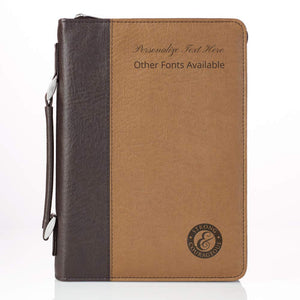 Joshua 1:9 Two-Tone Faux Leather Personalized Bible Cover For Men