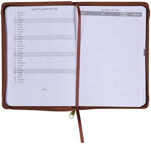 Personalized 2022 Refuge and Strength Brown Faux Leather Zippered Executive Planner