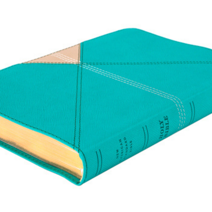 Personalized NASB Comfort Print Thinline Bible Soft Teal Leather Red Letter Edition