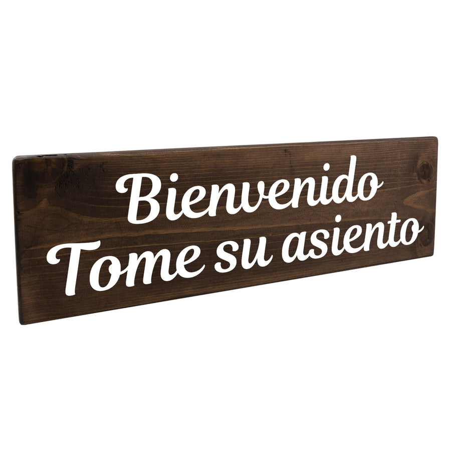 Bienvenido Tome su asiento Spanish Wood Decor