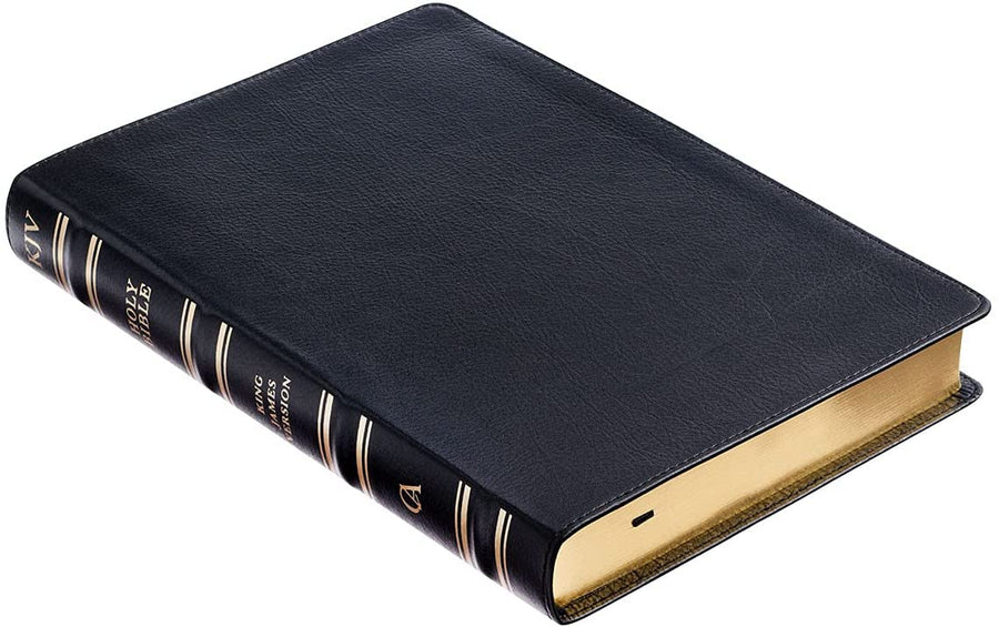 Personalized KJV Black Full Grain Leather Large Print Thinline Thumb Index