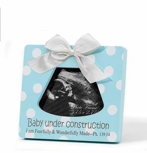 Baby Boy Under Construction Psalm 139:14 Sonogram Photo Frame Plaque