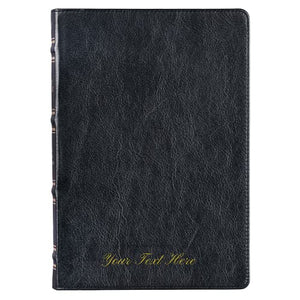 Personalized KJV Black Full Grain Leather Large Print Thinline Thumb Index