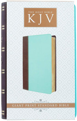 Personalized KJV Holy Bible Giant Print Turquoise and Brown Faux Leather Flexcover