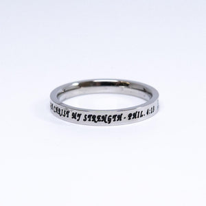 Christ My Strength Philippians 4:13 - Woman's Princess Cut Ring