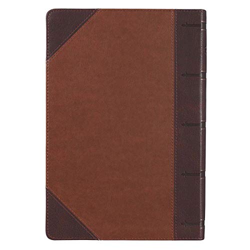 Personalized KJV Holy Bible Giant Print Full-Size Two-Tone Brown Faux Leather