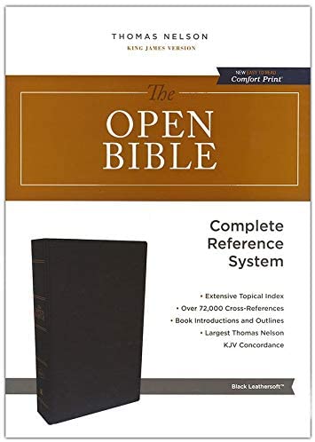 Personalized The KJV Open Bible Comfort Print: Complete Reference System Leathersoft Black