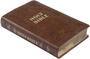 Personalized KJV Medium Brown Giant Print Bible with Thumb Index