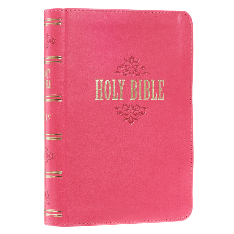 Personalized KJV Bible COMPACT LuxLeather Pink