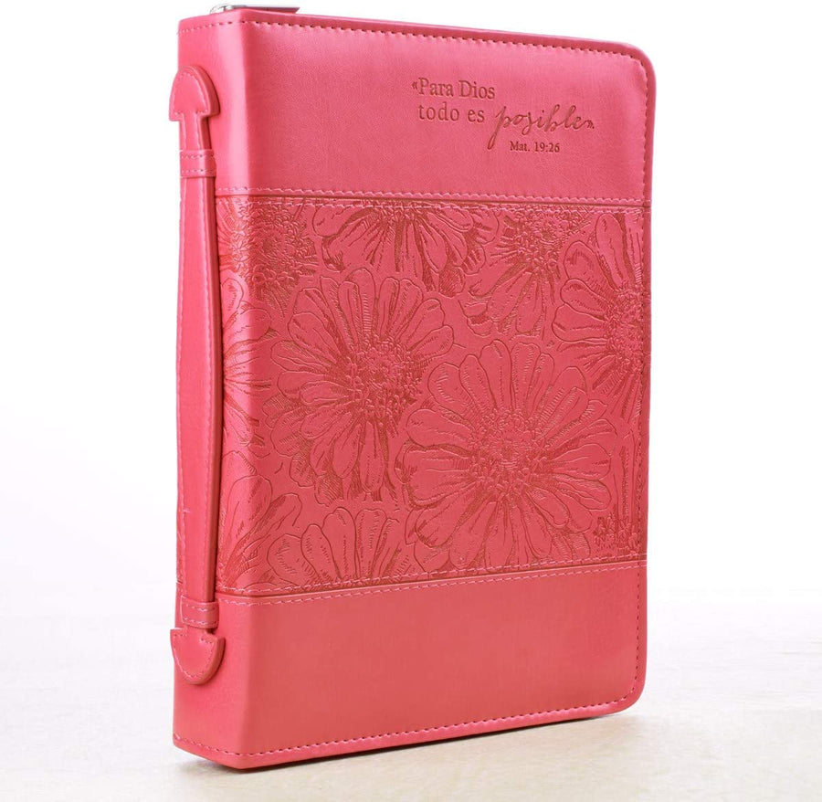 Mt. 19:26 Faux Leather Rosado Personalized Bible Cover for Women