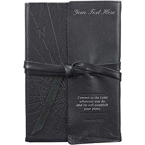 Personalized Black Classic Full Grain Leather Writing Journal/Notebook