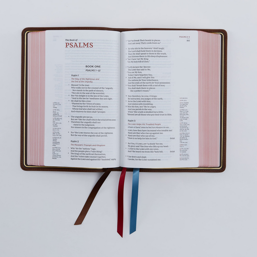 Personalized NKJV Single-Column Reference Bible Leathersoft Mahogany New King James Version