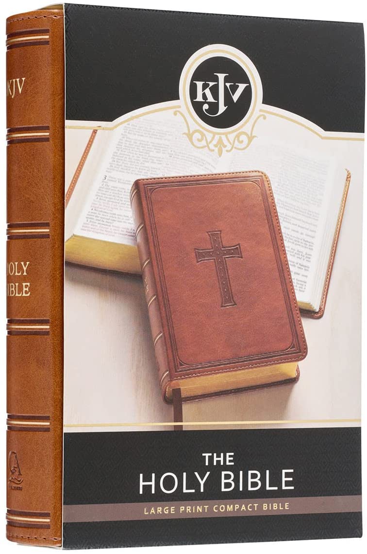 Personalized KJV Saddle Tan Faux Leather COMPACT Bible