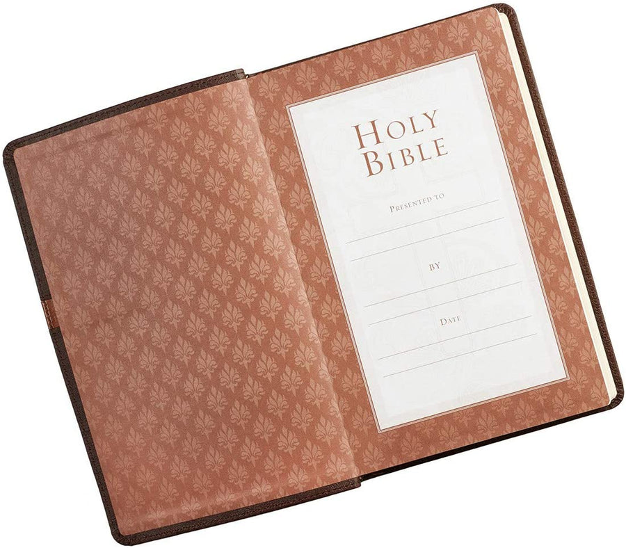 Personalized KJV Standard Holy Bible Patch in Brown Faux Leather