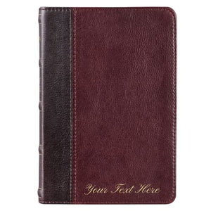 Personalized KJV Merlot & Burgundy Two-Tone Full Grain Leather Compact