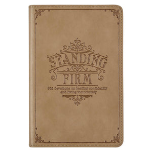 Standing Firm Tan Faux Leather Daily Devotional