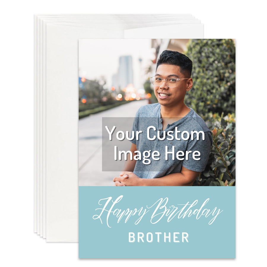 Personalized Christian Brother Birthday Card Custom Your Photo Image Upload Your Text Greeting Card