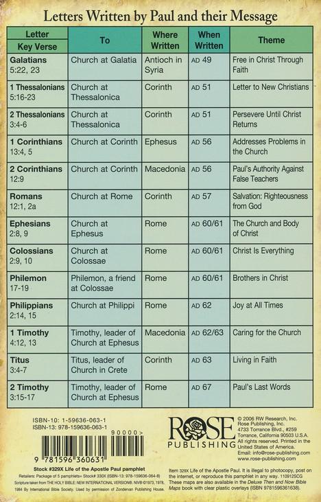 Life Of The Apostle Paul Pamphlet