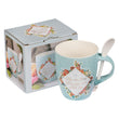 Load image into Gallery viewer, Bless You &amp; Keep You Numbers 6:24 Teal Ceramic Coffee Mug with Spoon
