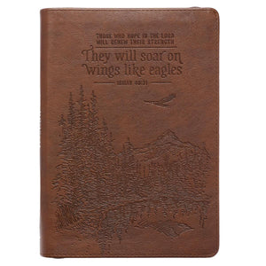 Soar Isaiah 40:31 Brown Faux Leather Zipper Journal