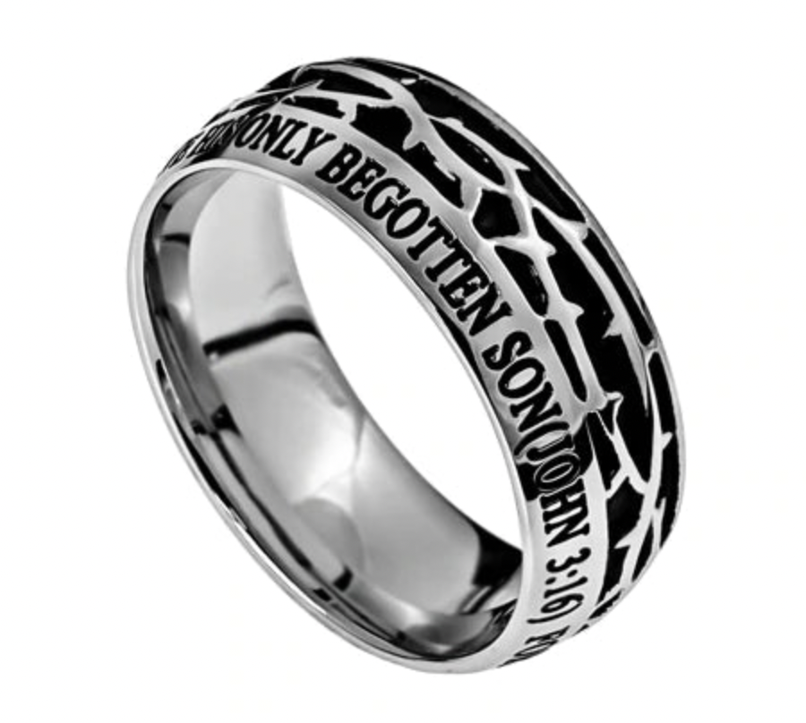 John 3:16 Men's Crown of Thorns Ring