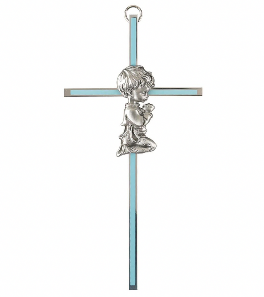 Boy Blue Metal Wall Cross