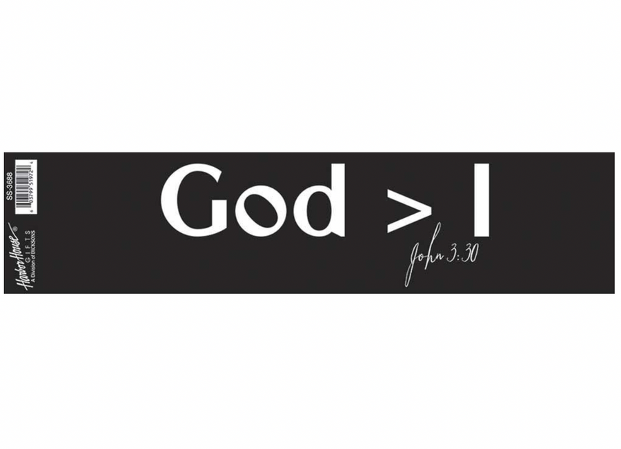 God >I John 3:30 Black Mylar Bumper Sticker