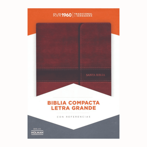 Personalized Custom Text Your Name RVR 1060 Biblia Compacta Letra Gde. Piel Imit. Marron Solapa Mag. (Spanish)