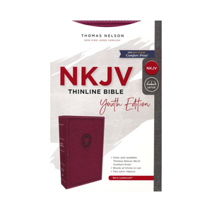 Personalized NKJV Thinline Bible Youth Edition Red Letter Comfort Print Leathersoft Purple New King James Version