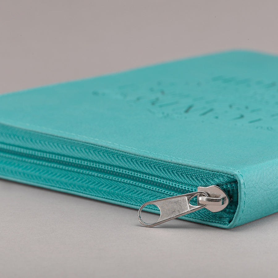 Personalized Custom Text I Can Do Everything Zippered Journal LuxLeather Philippians 4:13 Turquoise