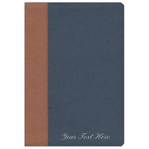 Personalized NKJV Amplified Parallel Large Print Bible Flexisoft Blue/Brown