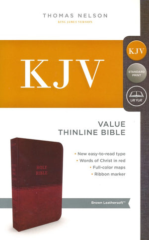 Personalized KJV Holy Bible Value Thinline Leathersoft Standard Print Brown