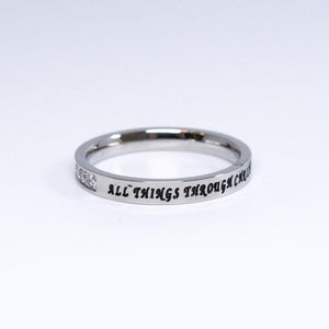 Christ My Strength Philippians 4:13 - Woman's Princess Cut Ring