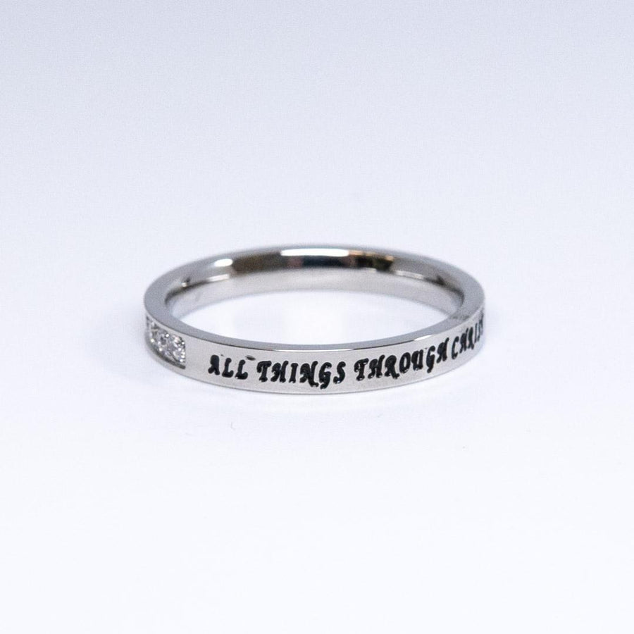 Christ My Strength Philippians 4:13 - Woman's Princess Cut Ring