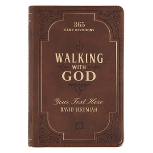 Personalized Devotional Walking with God Brown Faux Leather