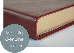 Personalized KJV Large Print Thinline Reference Holy Bible Red Letter Genuine Leather Brown