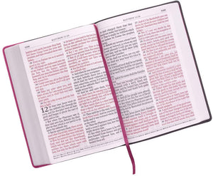 Personalized KJV Holy Bible Super Giant Print Bible Grey/Pink Faux Leather Bible w/Ribbon Marker