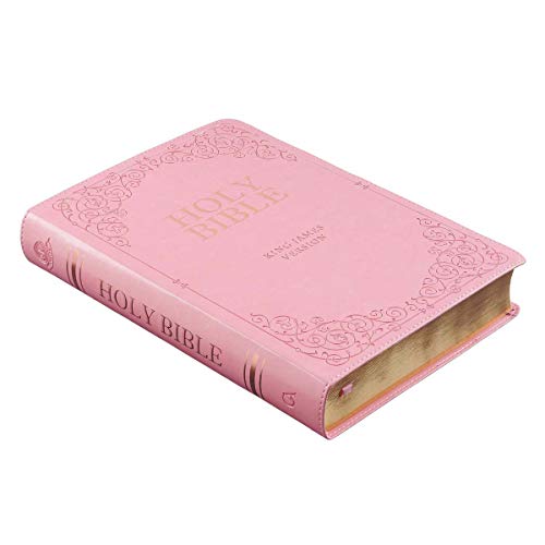 Personalized KJV Holy Bible Giant Print Full-Size Bible Pink Faux Leather Bible w/ Ribbon Marker