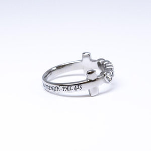 Christ My Strength Philippians 4:13 Woman's Triple Heart Ring