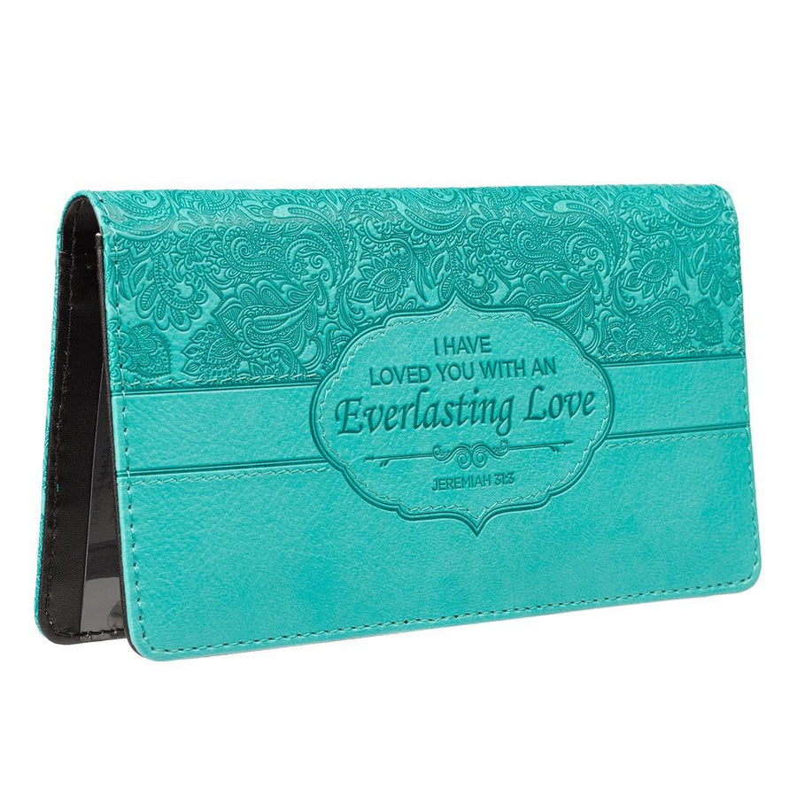 Everlasting Love Jeremiah 31:3 Turquoise Faux Leather Checkbook Cover