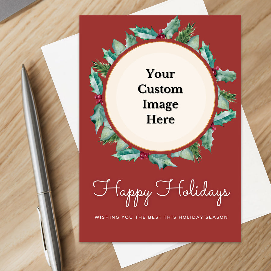 Personalized Holiday Christmas Card Custom Your Photo Image Upload Your Text Greeting Card