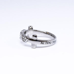 Christ My Strength Philippians 4:13 Woman's Triple Heart Ring