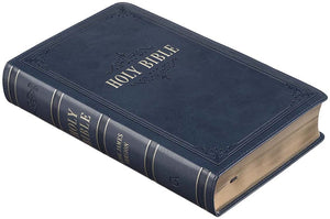 Personalized KJV Giant Print Bible with Thumb Index Dark Blue Faux Leather