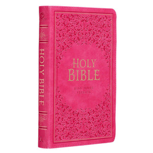 Personalized KJV Pink Faux Leather Deluxe Gift Bible Thumb Indexed King James Version